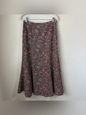 Boden Boho Floral A-Line Skirt 8R - Cottagecore Vintage Style Corduroy Midi